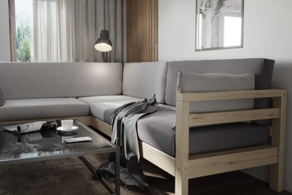 Диван Арско Домино угловой трехместный серый