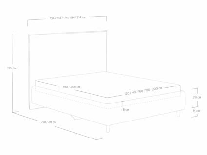 Кровать Сонум Eveline Рогожка Графит (с подъемным механизмом) 180х190