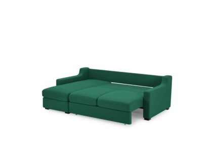 Диван Фиеста Мебель Непал с оттоманкой велюр Vivaldi 11 темно-зеленый Длина 221 см