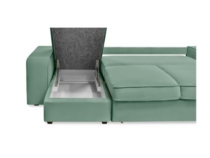 Диван Фиеста Мебель Монако с оттоманкой велюр Vivaldi 09 зеленый Длина 247 см