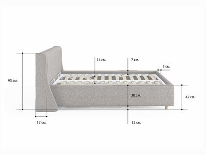 Кровать Сонум Barcelona Рогожка Пепельная (с подъемным механизмом) 160х200