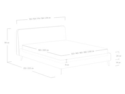 Кровать Сонум Boston Кашемир светло-серый 90х200