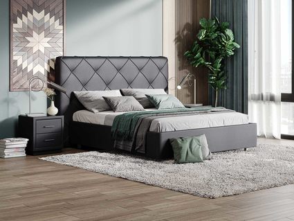 Кровать Сонум Manhattan Экокожа Коричневый (с основанием) 140х190